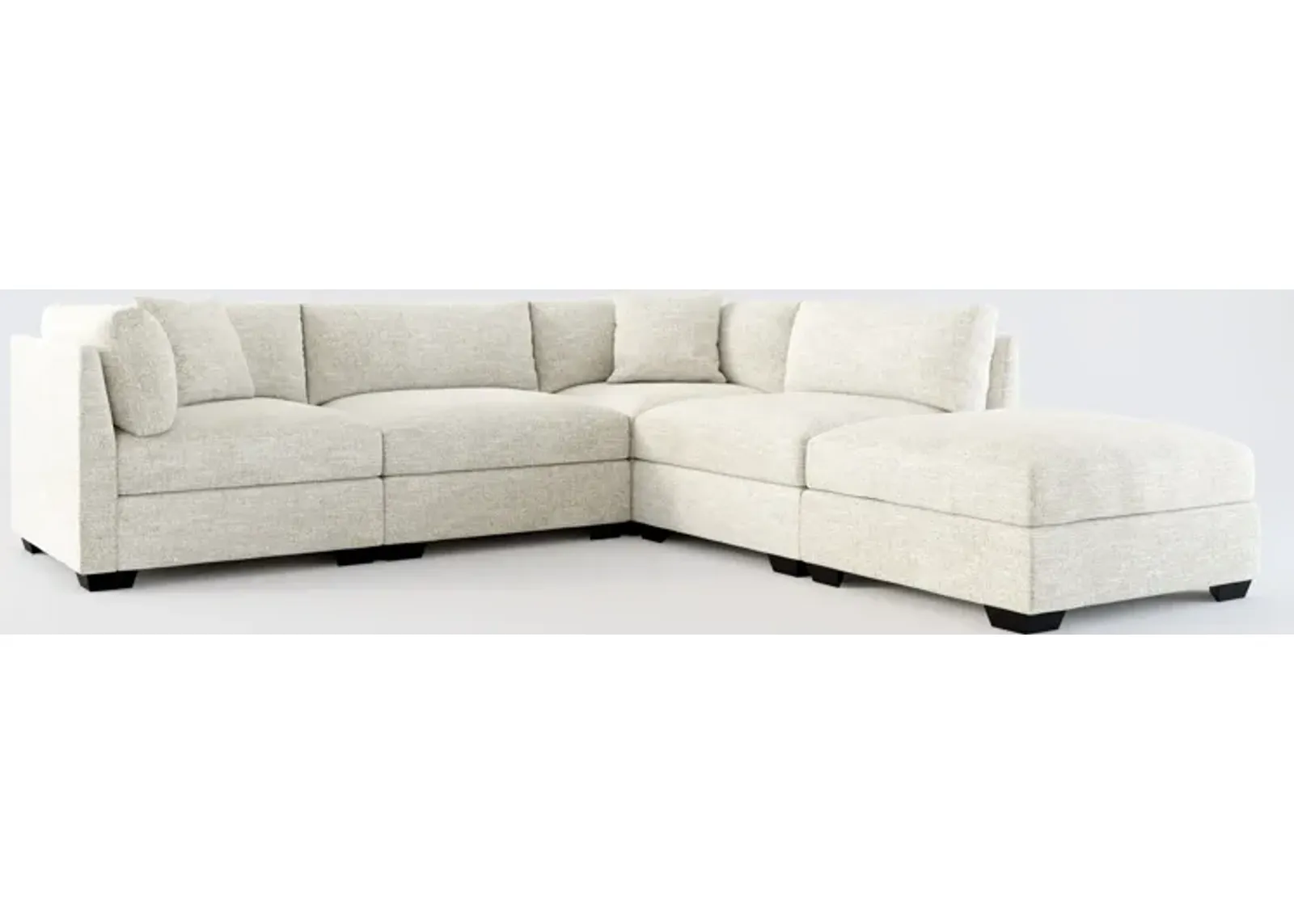 Beckham Foam Comfort 4-Piece Sectional and Ottoman - M Ivory