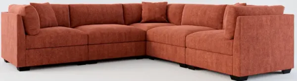 Beckham Foam Comfort 5-Piece Sectional - Contessa Paprika