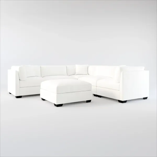Beckham Foam Comfort 5-Piece Sectional and Ottoman - Contessa Vanilla