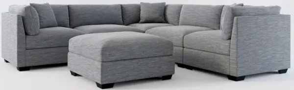 Beckham Foam Comfort 5-Piece Sectional and Ottoman - Dudley Indigo