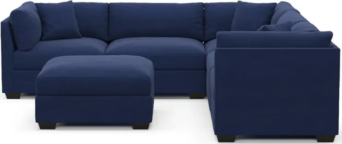 Beckham Foam Comfort 5-Piece Sectional and Ottoman - Abington Indigo