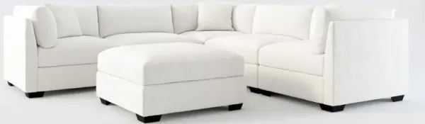 Beckham Foam Comfort 5-Piece Sectional and Ottoman - Bloke Snow