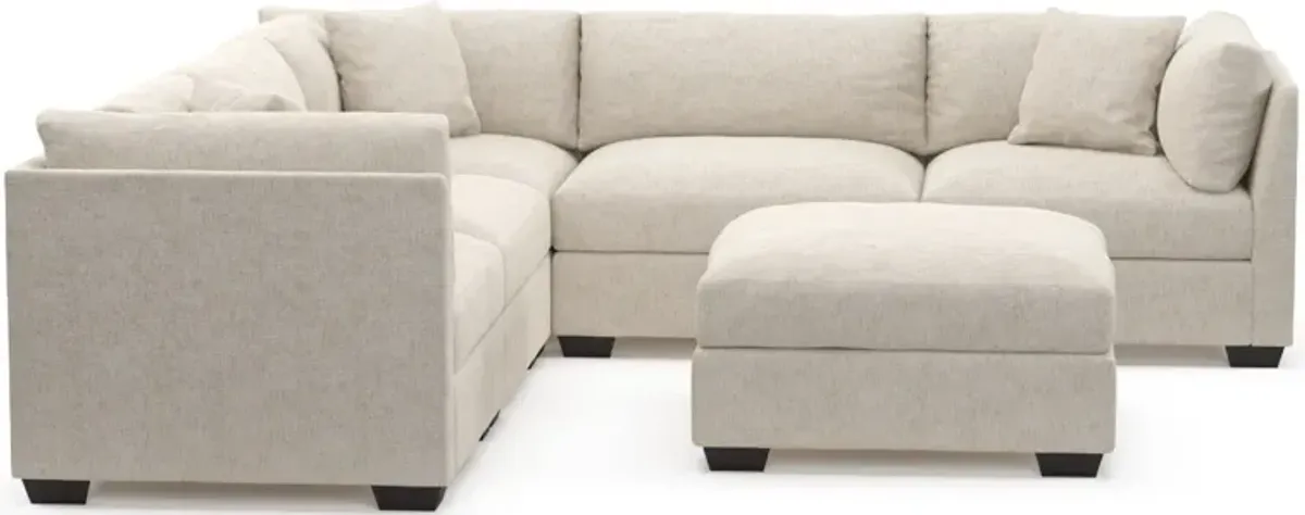 Beckham Foam Comfort 5-Piece Sectional and Ottoman - M Ivory