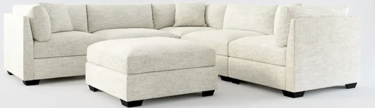 Beckham Foam Comfort 5-Piece Sectional and Ottoman - M Ivory