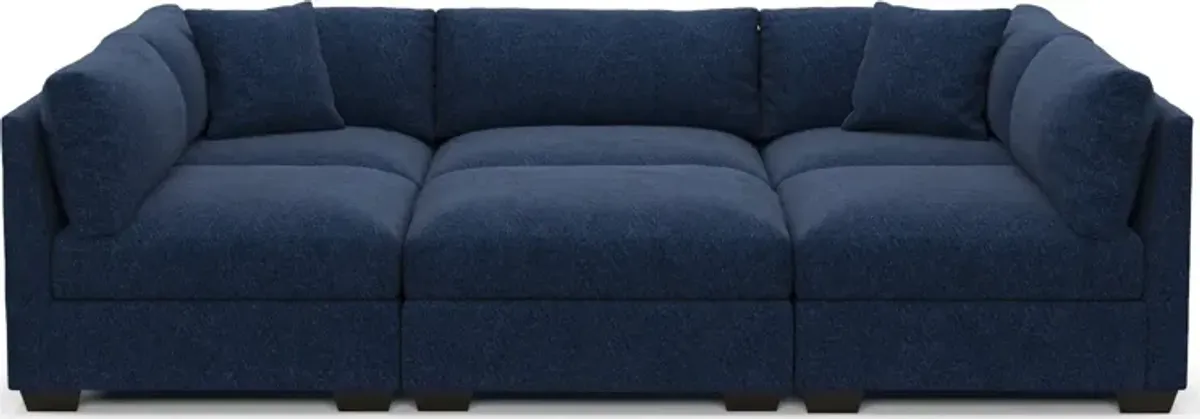 Beckham Foam Comfort 6-Piece Pit Sectional  - Oslo Navy