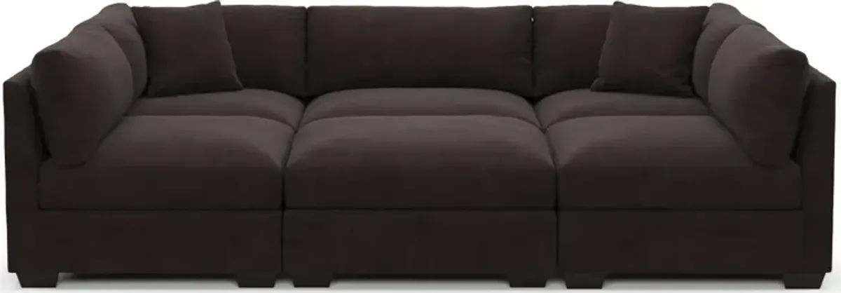 Beckham Foam Comfort 6-Piece Pit Sectional - Merrimac Dark Brown