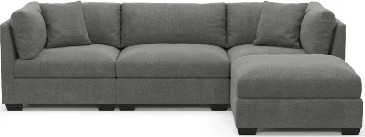 Beckham Hybrid Comfort 3-Piece Sofa and Ottoman - Living Large Charcoal