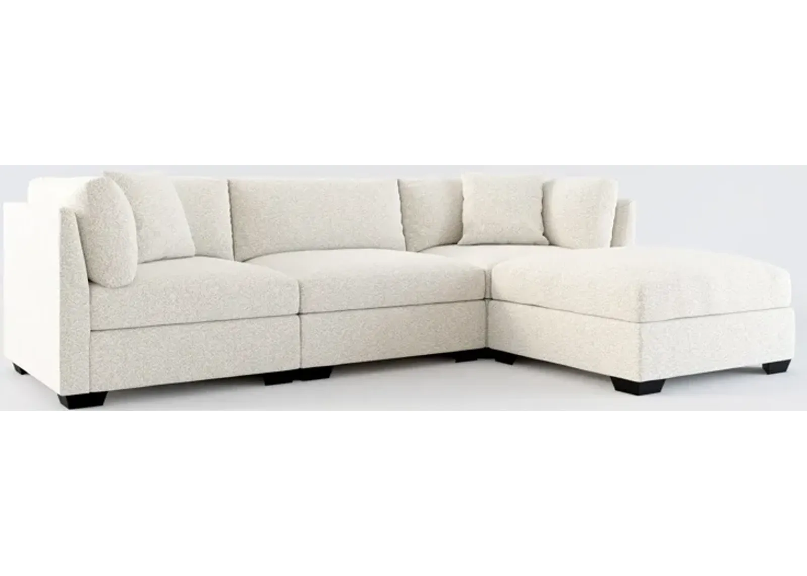 Beckham Hybrid Comfort 3-Piece Sofa and Ottoman - Muse Stone