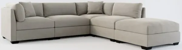 Beckham Hybrid Comfort 4-Piece Sectional and Ottoman - Abington Fog