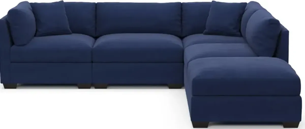 Beckham Hybrid Comfort 4-Piece Sectional and Ottoman - Abington Indigo