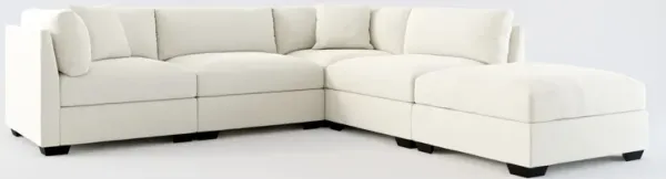 Beckham Hybrid Comfort 4-Piece Sectional and Ottoman - Anders Ivory
