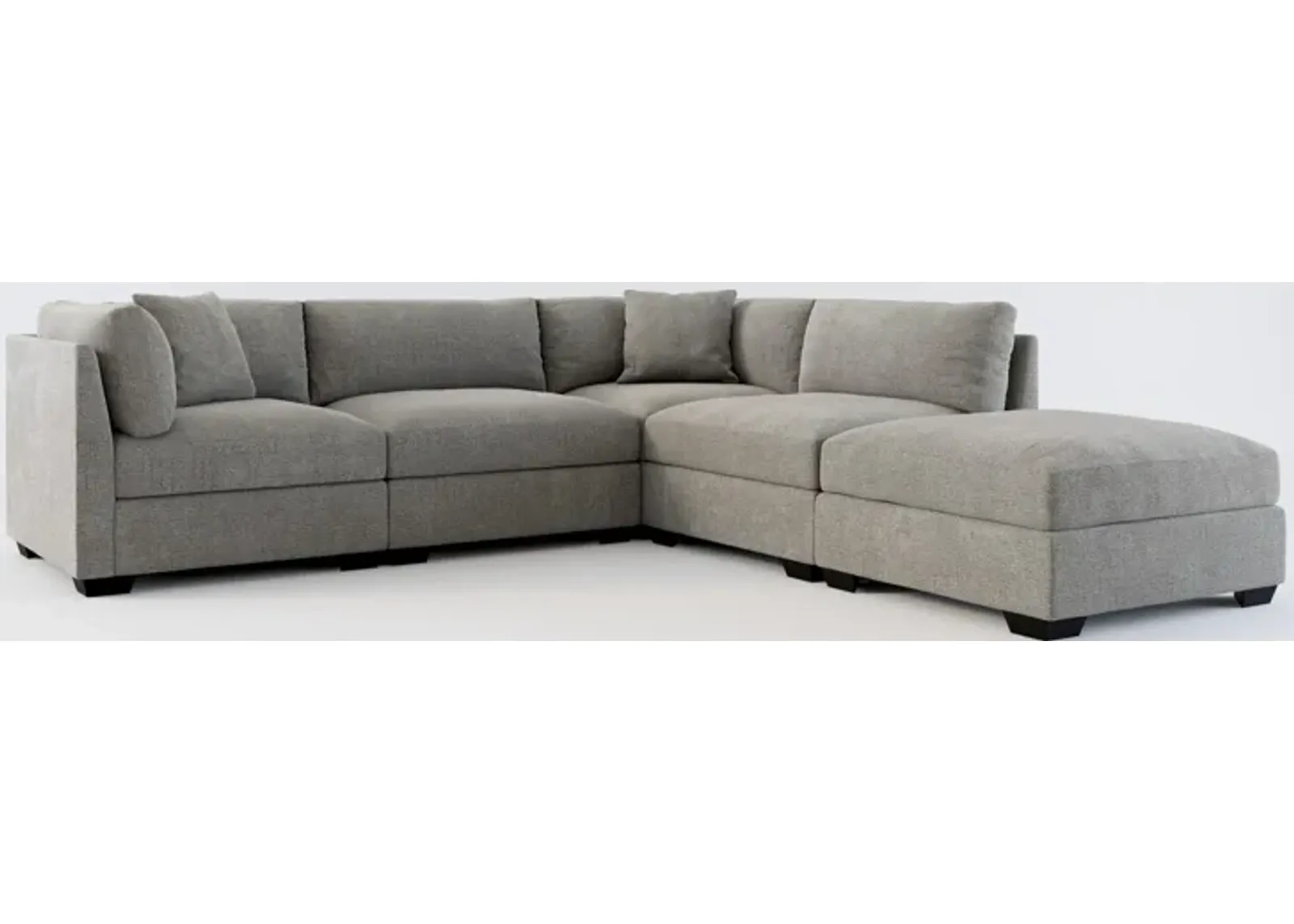 Beckham Hybrid Comfort 4-Piece Sectional and Ottoman - Living Large Charcoal