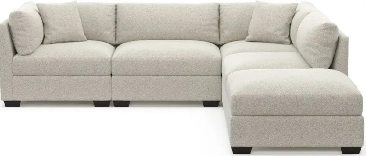 Beckham Hybrid Comfort 4-Piece Sectional and Ottoman - Muse Stone