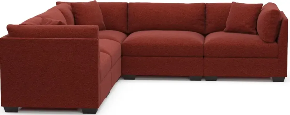 Beckham Hybrid Comfort 5-Piece Sectional - Bloke Brick