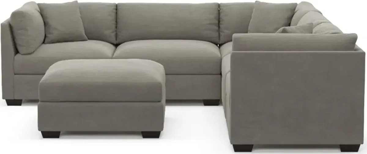 Beckham Hybrid Comfort 5-Piece Sectional and Ottoman - Abington Fog