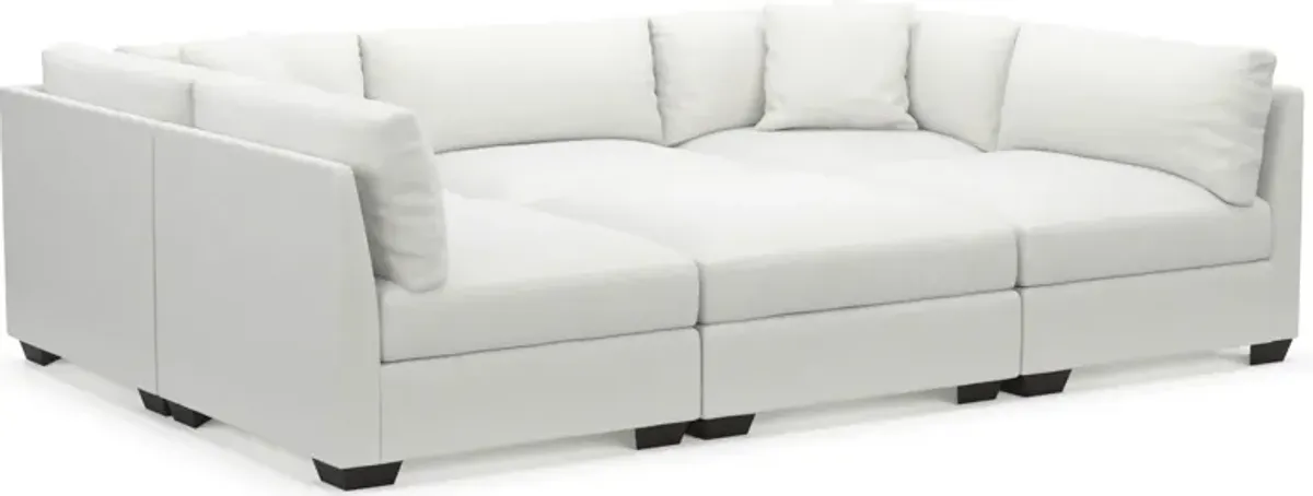 Beckham Hybrid Comfort 6-Piece Pit Sectional - Contessa Vanilla