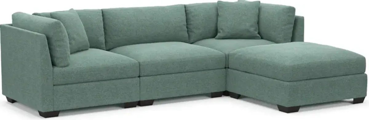 Beckham Foam Comfort 3-Piece Sofa and Ottoman - Bridger Jade