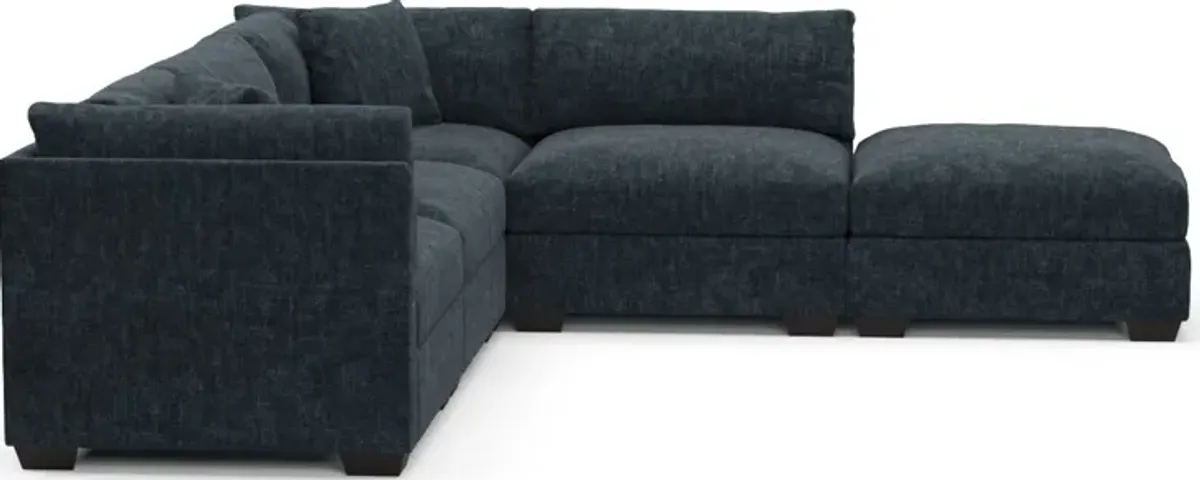 Beckham Foam Comfort 4-Piece Sectional and Ottoman - Argo Navy