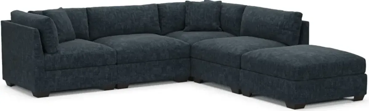 Beckham Foam Comfort 4-Piece Sectional and Ottoman - Argo Navy