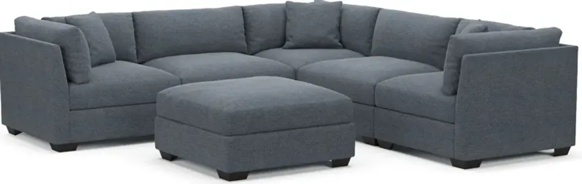 Beckham Foam Comfort 5-Piece Sectional and Ottoman - Bridger Navy