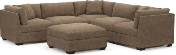 Beckham Foam Comfort 5-Piece Sectional and Ottoman - Argo Java