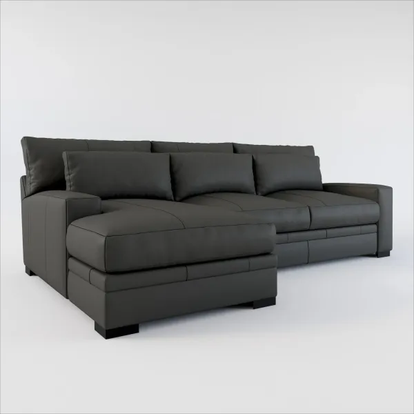 Winston 2-Piece Leather Foam Comfort Sectional With Left-Facing Chaise - Siena Steel