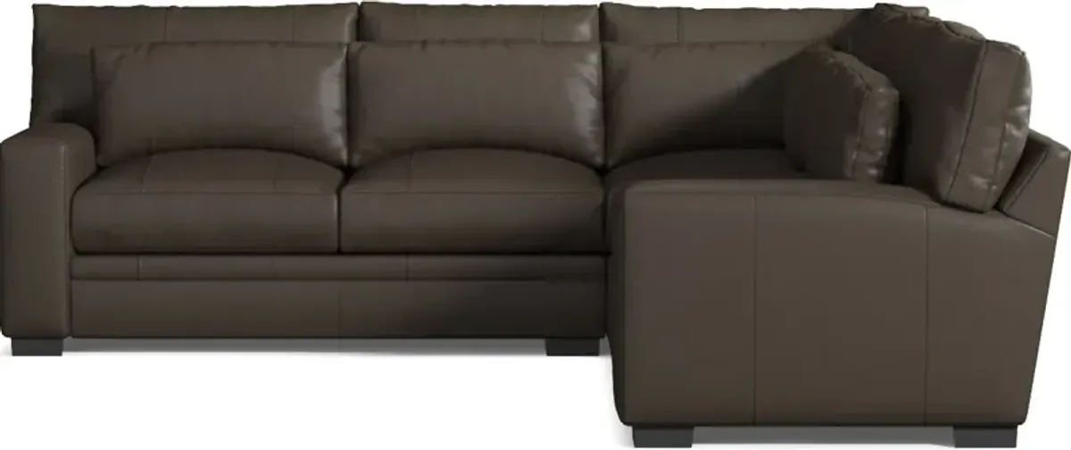 Winston 3-Piece Leather Foam Comfort Sectional - Siena Dark Stone