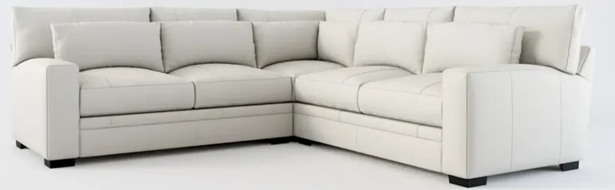 Winston 3-Piece Leather Foam Comfort Sectional - Siena Snow