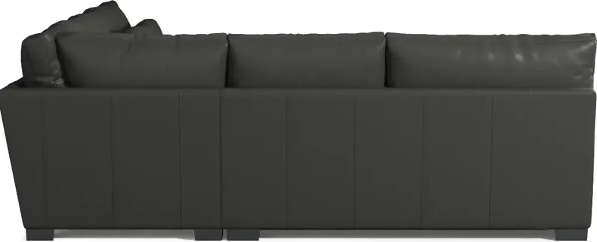 Winston 4-Piece Leather Foam Comfort Sectional With Right-Facing Chaise - Siena Steel