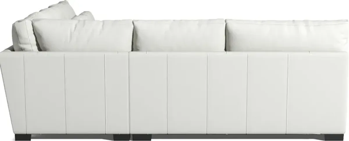 Winston 4-Piece Leather Foam Comfort Sectional With Right-Facing Chaise - Siena Snow