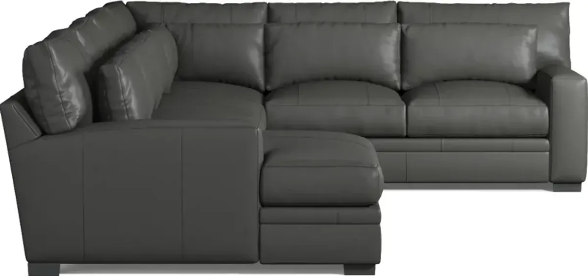 Winston 4-Piece Leather Foam Comfort Sectional With Left-Facing Chaise - Siena Steel