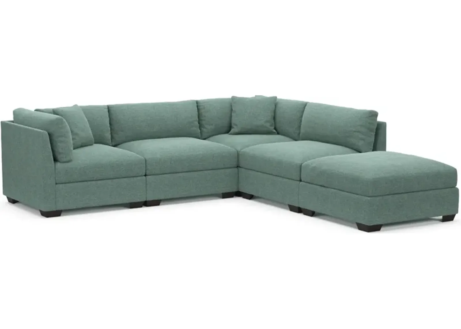 Beckham Hybrid Comfort 4-Piece Sectional and Ottoman - Bridger Jade