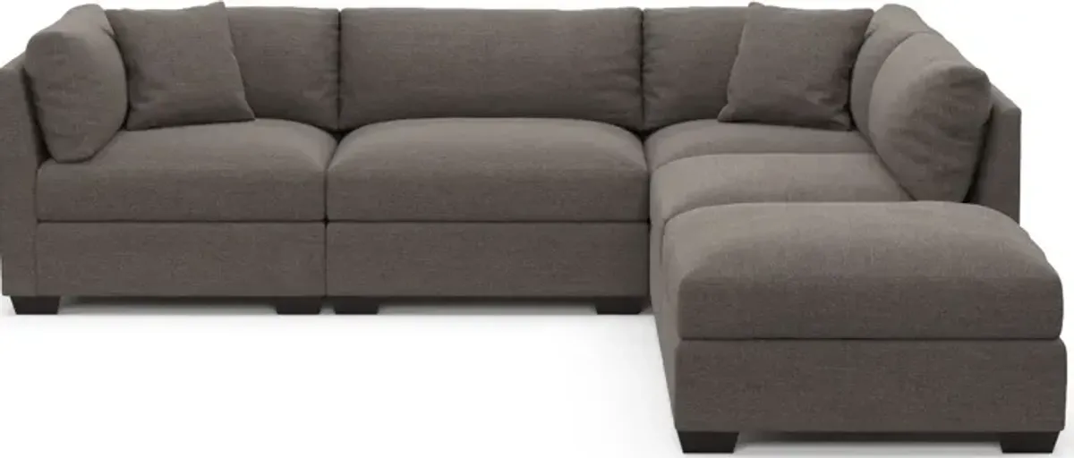 Beckham Hybrid Comfort 4-Piece Sectional and Ottoman - Presidio Steel