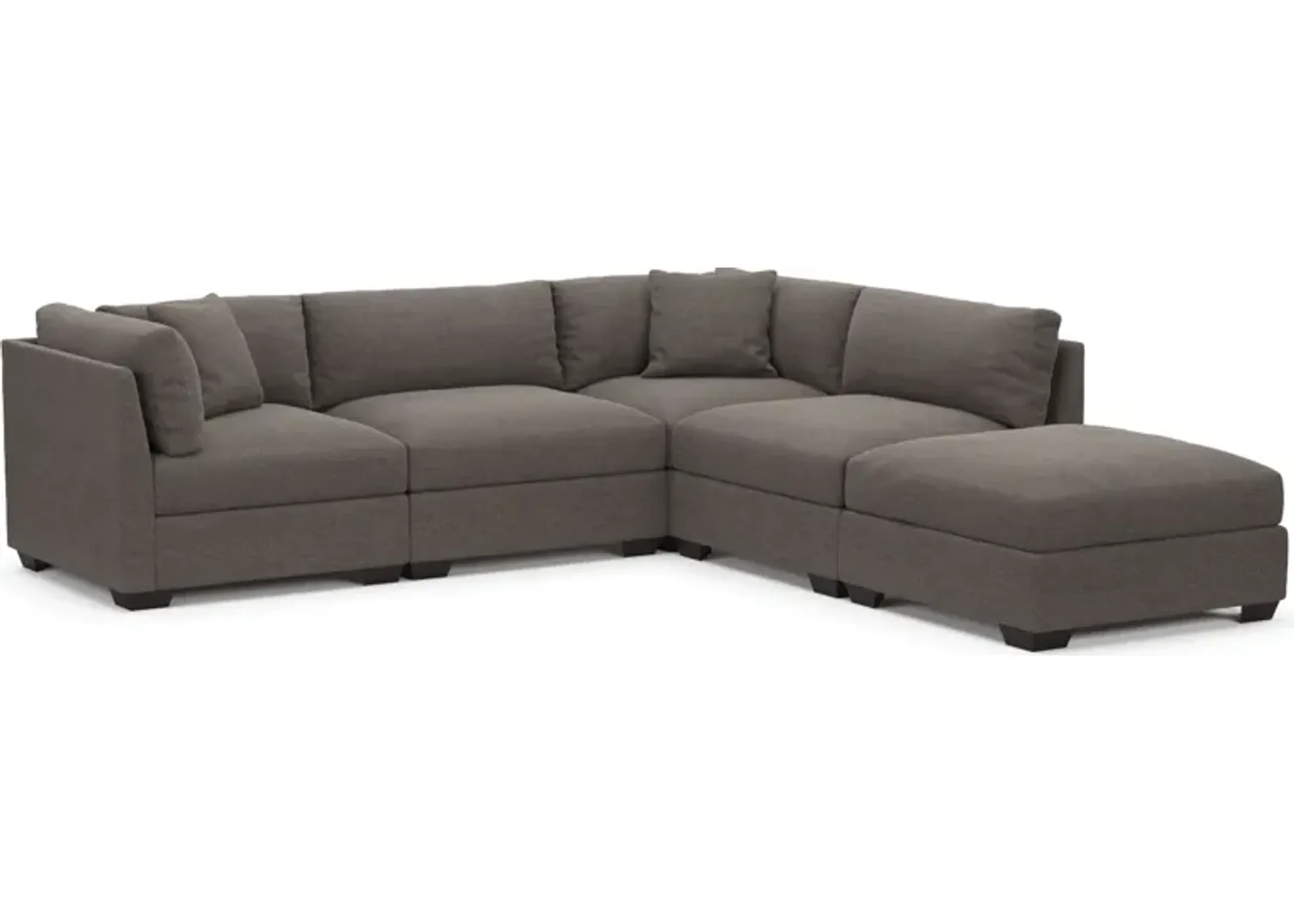 Beckham Hybrid Comfort 4-Piece Sectional and Ottoman - Presidio Steel