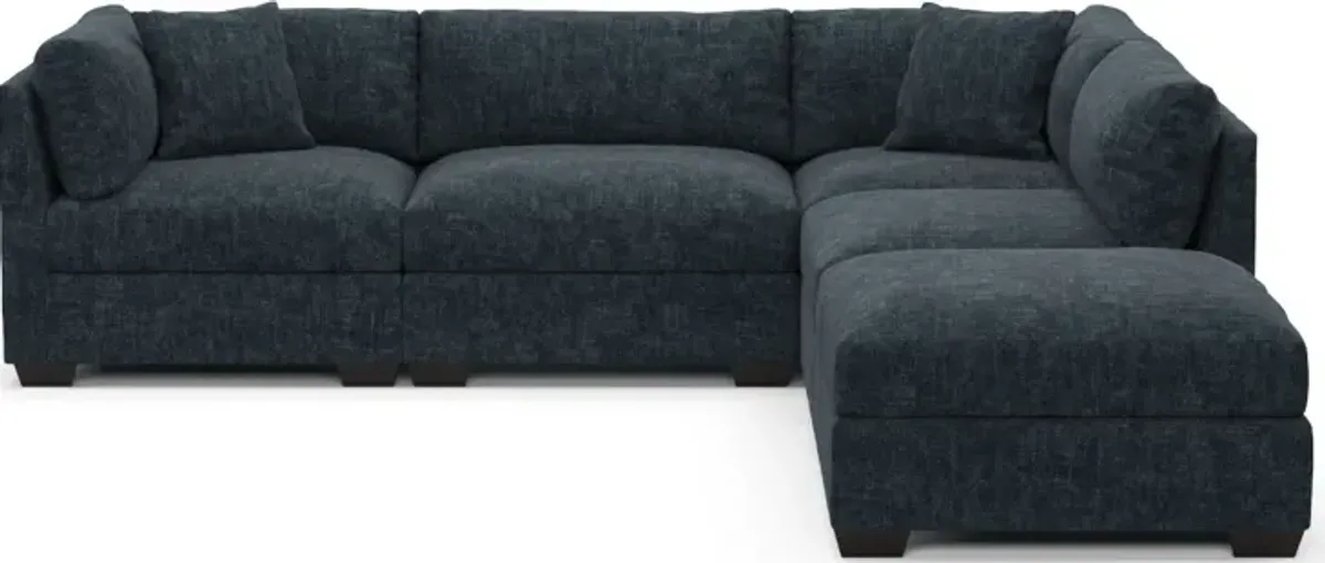 Beckham Hybrid Comfort 4-Piece Sectional and Ottoman - Argo Navy