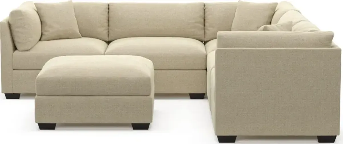 Beckham Hybrid Comfort 5-Piece Sectional and Ottoman - Broderick Sand