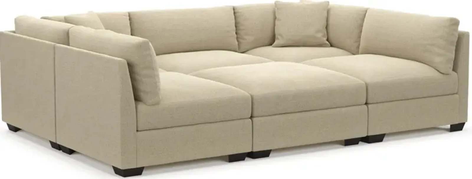 Beckham Hybrid Comfort 6-Piece Pit Sectional - Broderick Sand