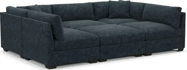 Beckham Hybrid Comfort 6-Piece Pit Sectional - Argo Navy
