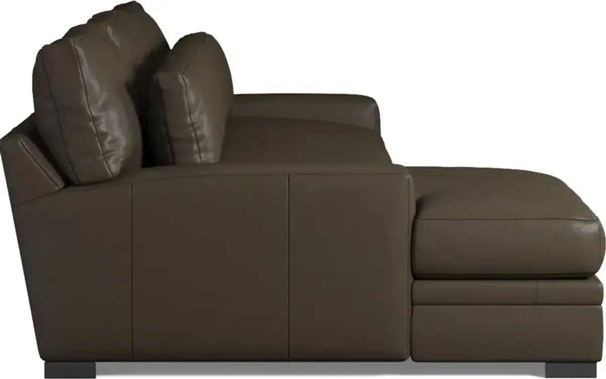 Winston 2-Piece Leather Hybrid Comfort Sectional With Left-Facing Chaise - Siena Dark Stone