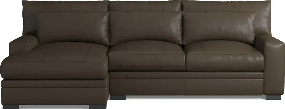 Winston 2-Piece Leather Hybrid Comfort Sectional With Left-Facing Chaise - Siena Dark Stone