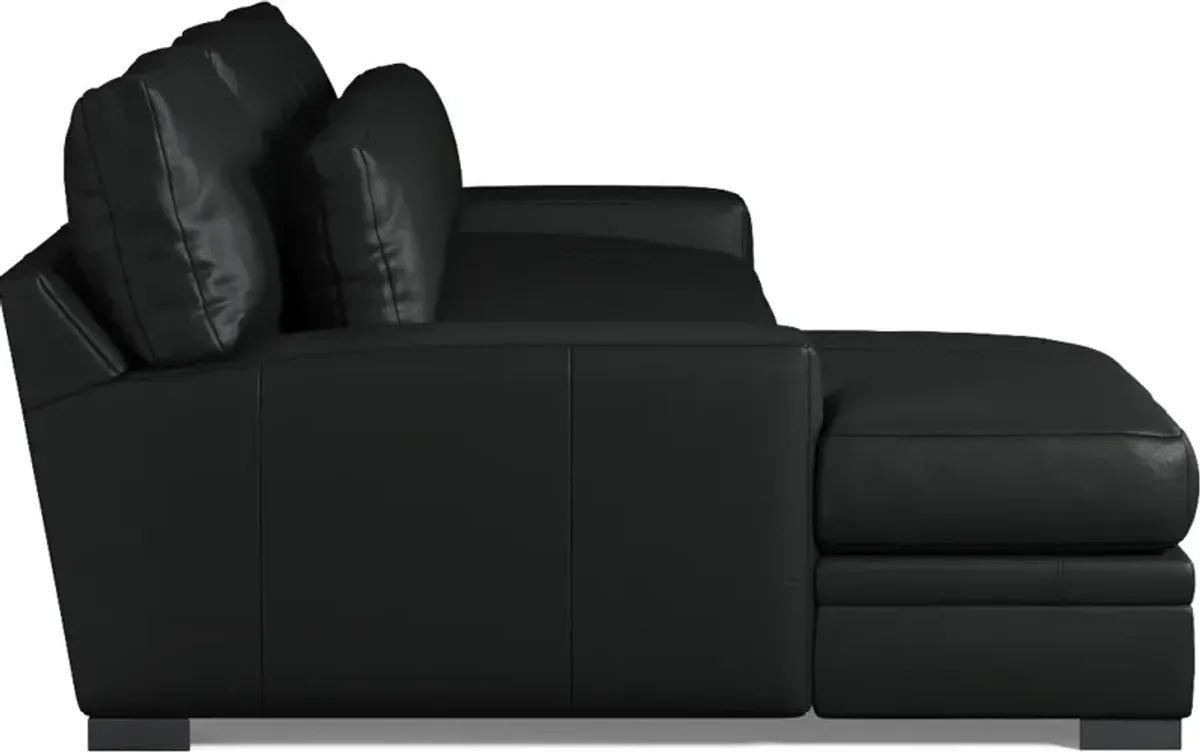 Winston 2-Piece Leather Hybrid Comfort Sectional With Left-Facing Chaise - Siena Black