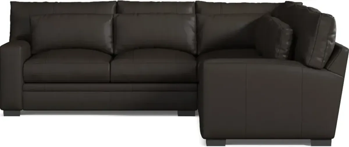 Winston 3-Piece Leather Hybrid Comfort Sectional - Siena Dark Brown