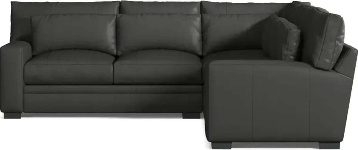 Winston 3-Piece Leather Hybrid Comfort Sectional - Siena Steel