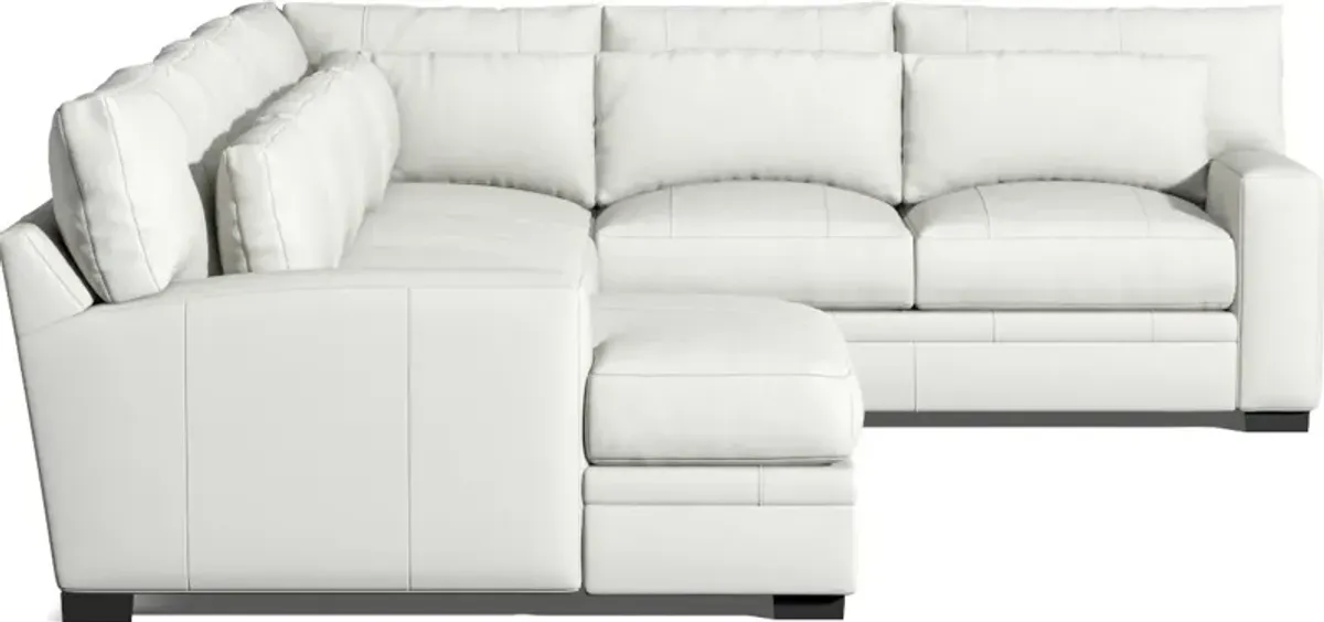 Winston 4-Piece Leather Hybrid Comfort Sectional With Left-Facing Chaise - Siena Snow