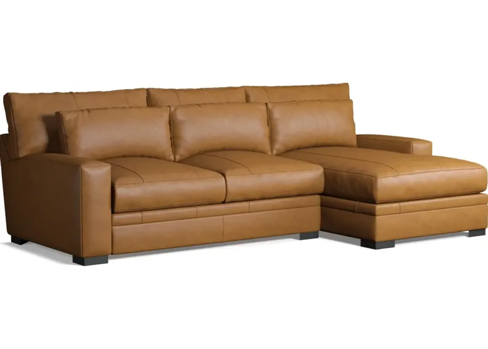 Winston 2-Piece Leather Hybrid Comfort Sectional With Right-Facing Chaise - Bruno Tan