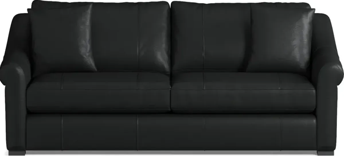 Bowery Leather Foam Comfort 87" Sofa - Siena Black