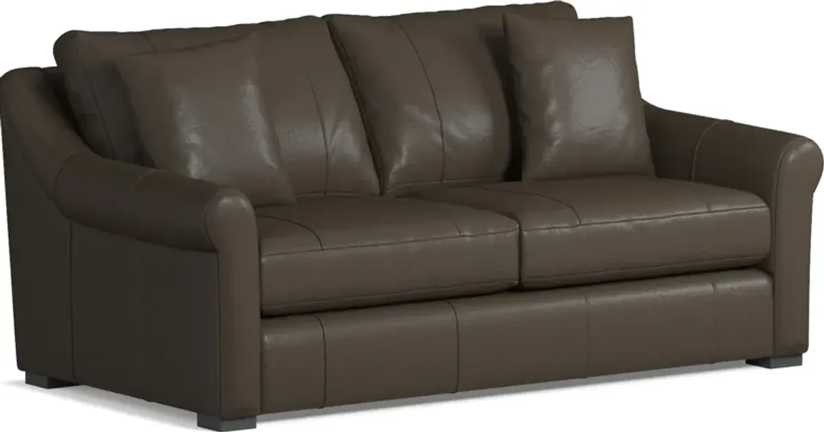 Bowery Leather Foam Comfort 77" Sleeper Sofa - Siena Dark Stone