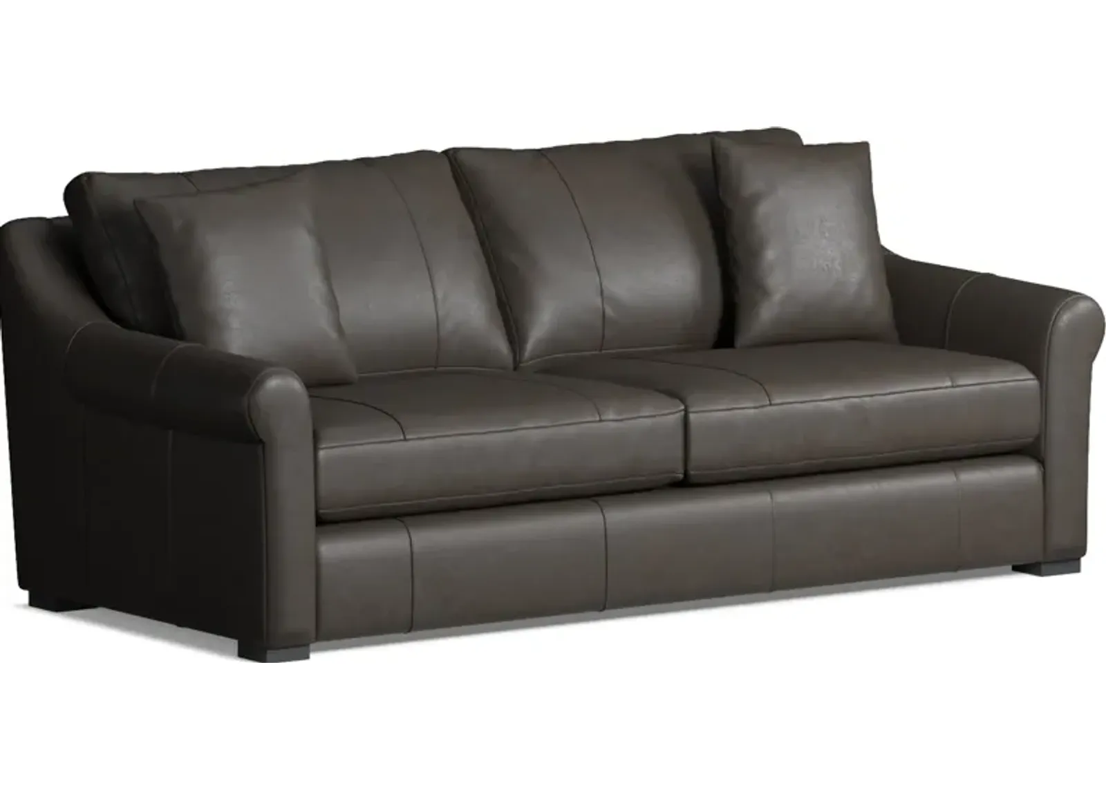 Bowery Leather Foam Comfort 87" Sofa - Bruno Storm