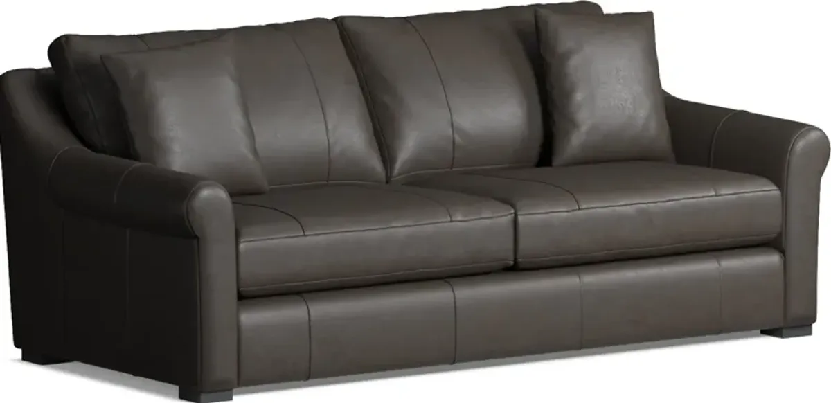 Bowery Leather Foam Comfort 87" Sofa - Bruno Storm