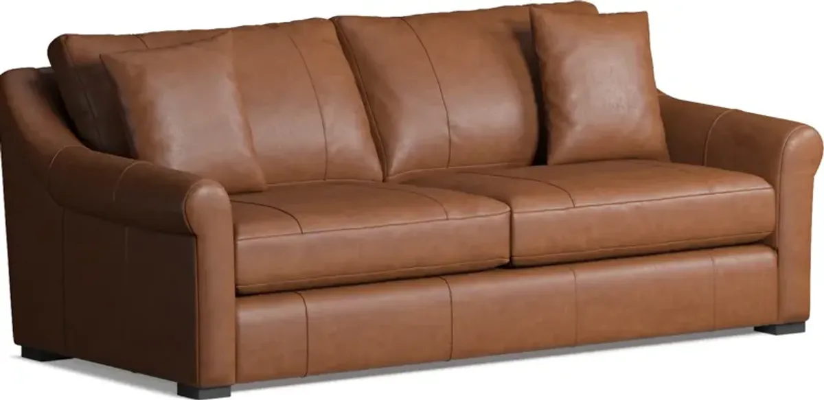 Bowery Leather Foam Comfort 87" Sleeper Sofa - Bruno Canyon